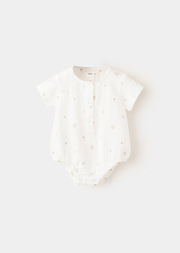 Embroidered details romper — Off White