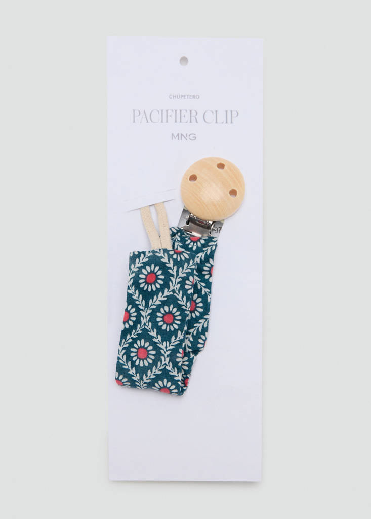 Printed brooch pacifier holder — Petrol Blue
