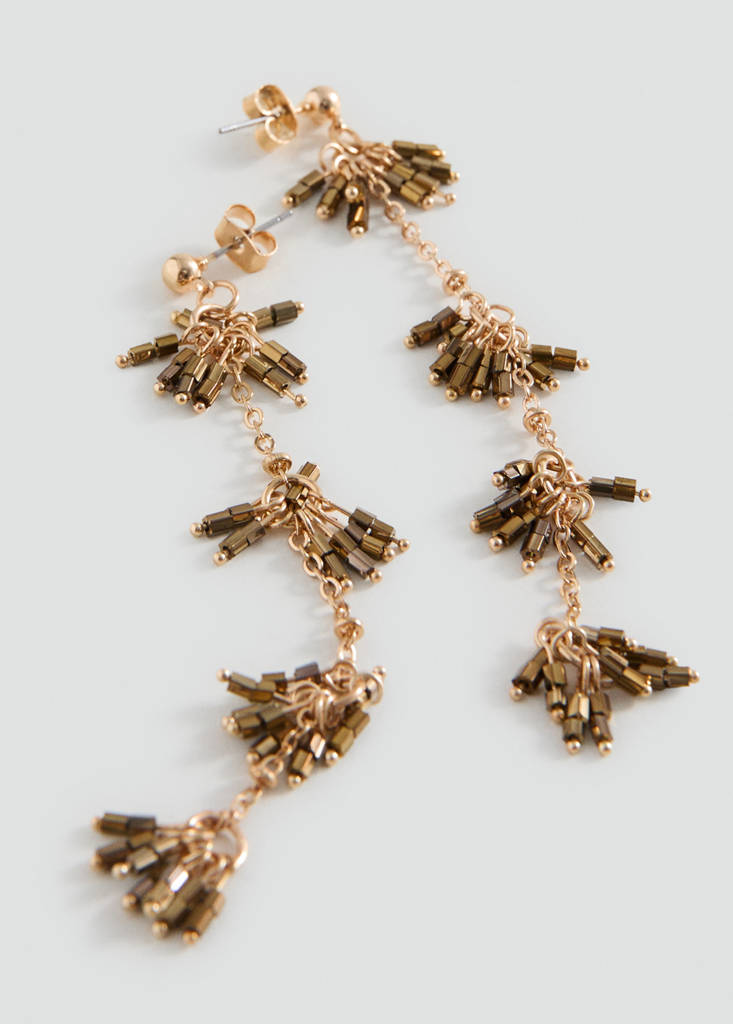 Long beaded earrings — Gold