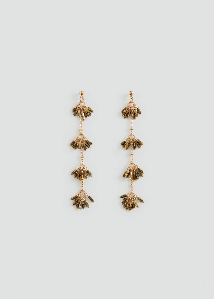 Long beaded earrings — Gold