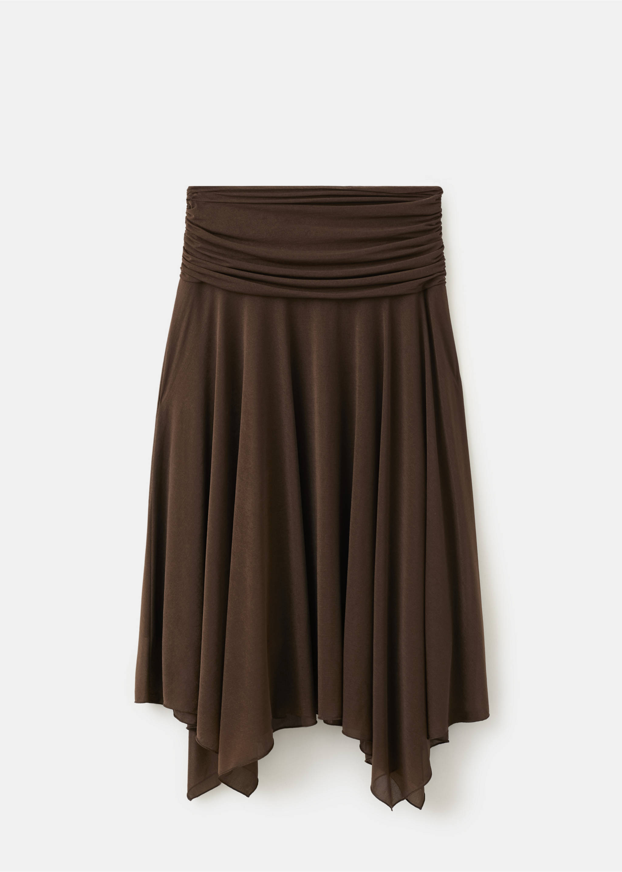 Asymmetric chiffon skirt - Article without model, Brown. Ref: 37091422-00.