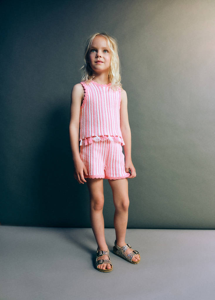 Striped crochet shorts — Pink