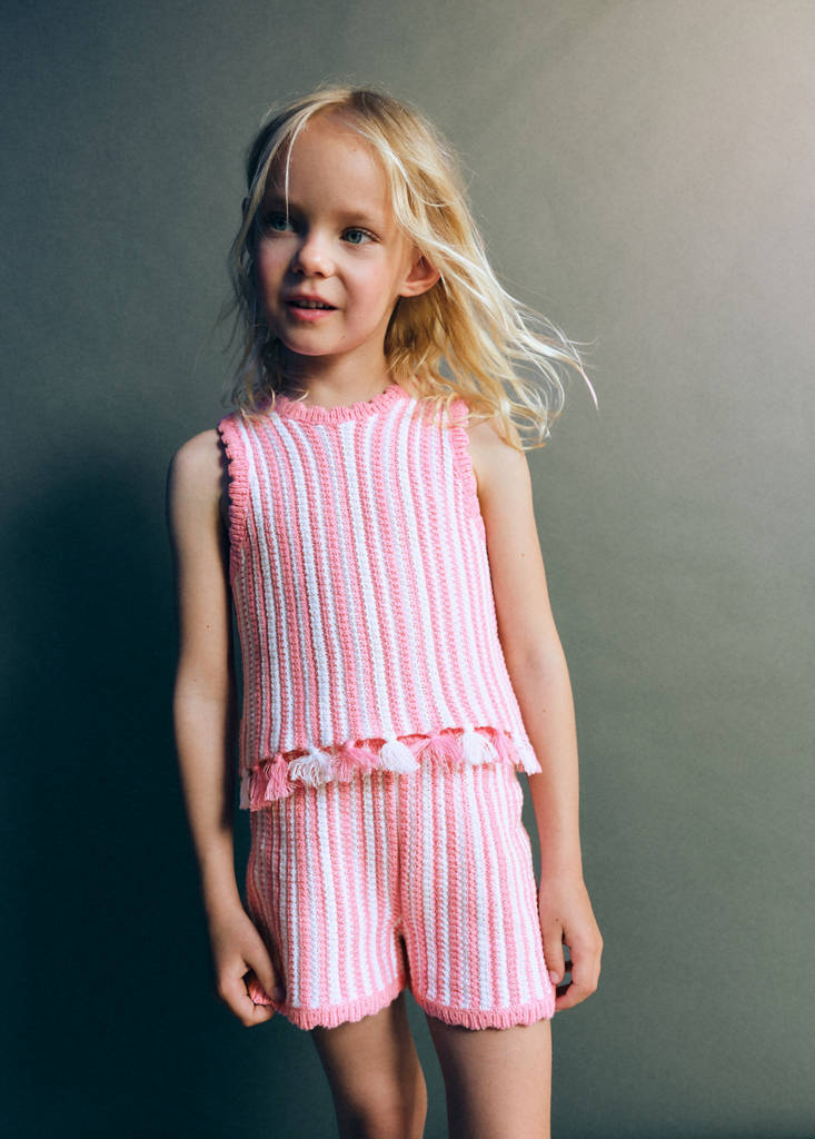 Striped crochet shorts — Pink