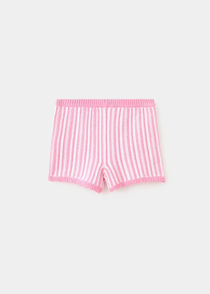 Striped crochet shorts — Pink