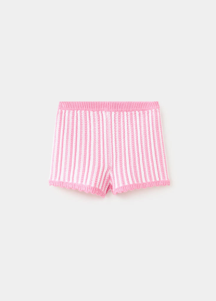 Striped crochet shorts — Pink
