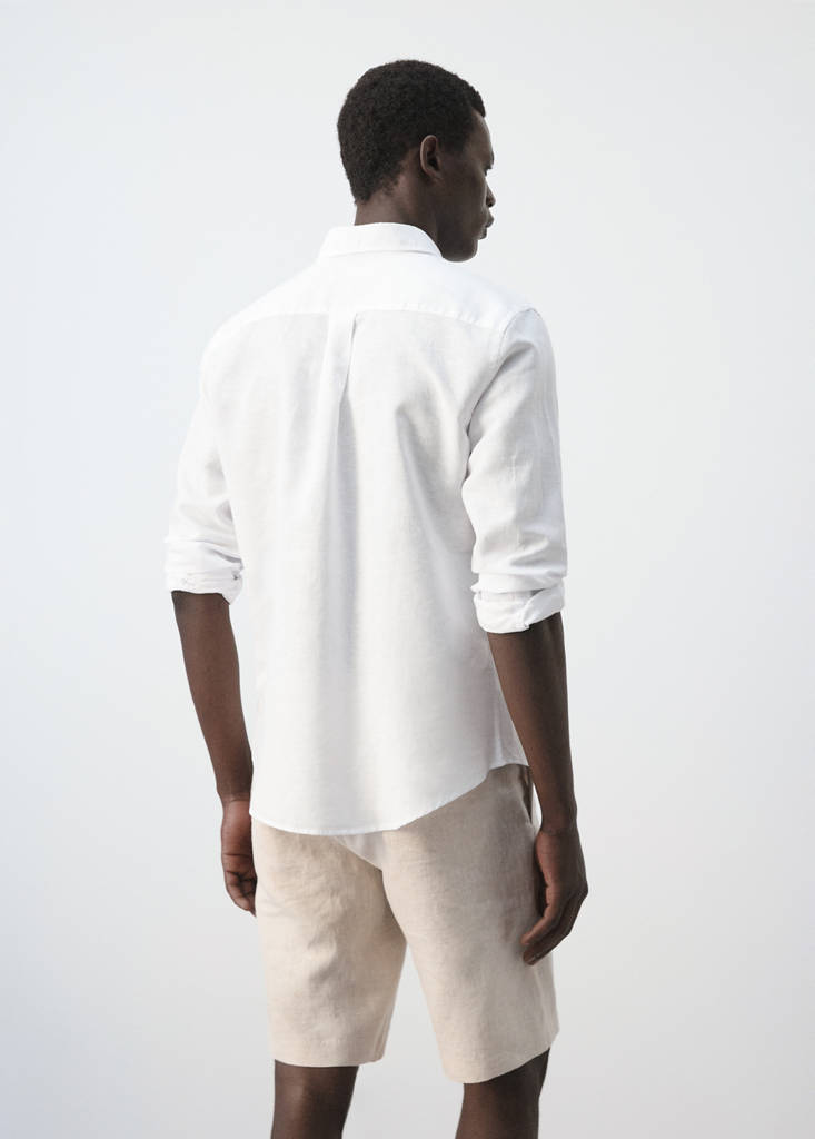 Regular-fit linen cotton shirt — White