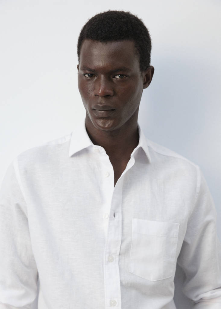 Regular-fit linen cotton shirt — White