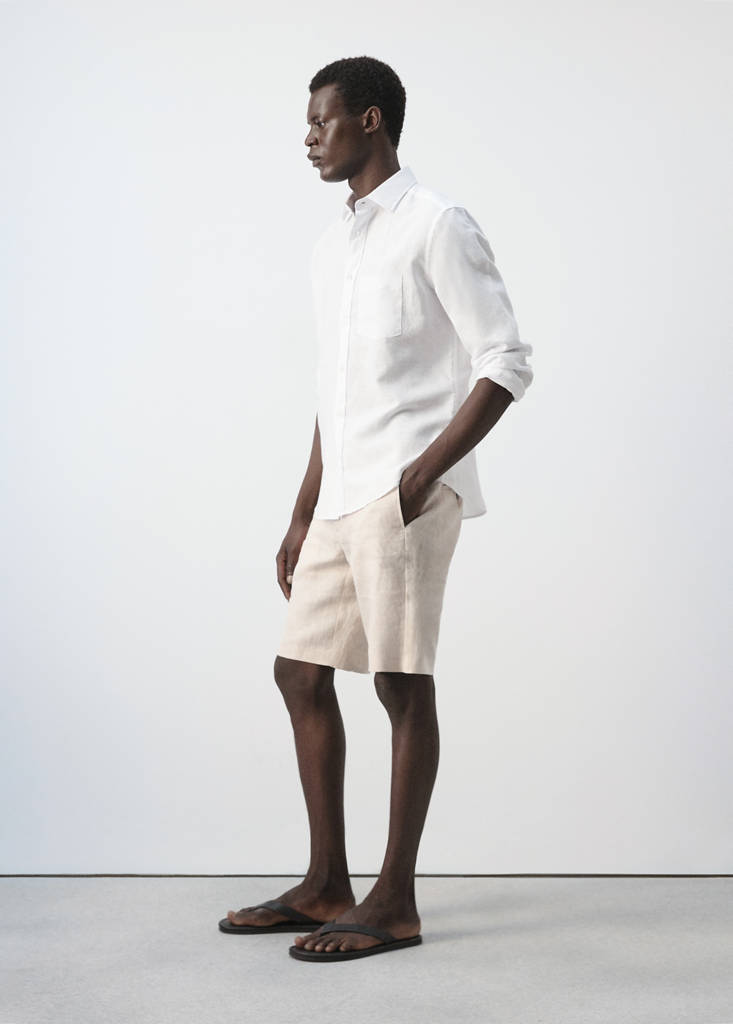 Regular-fit linen cotton shirt — White
