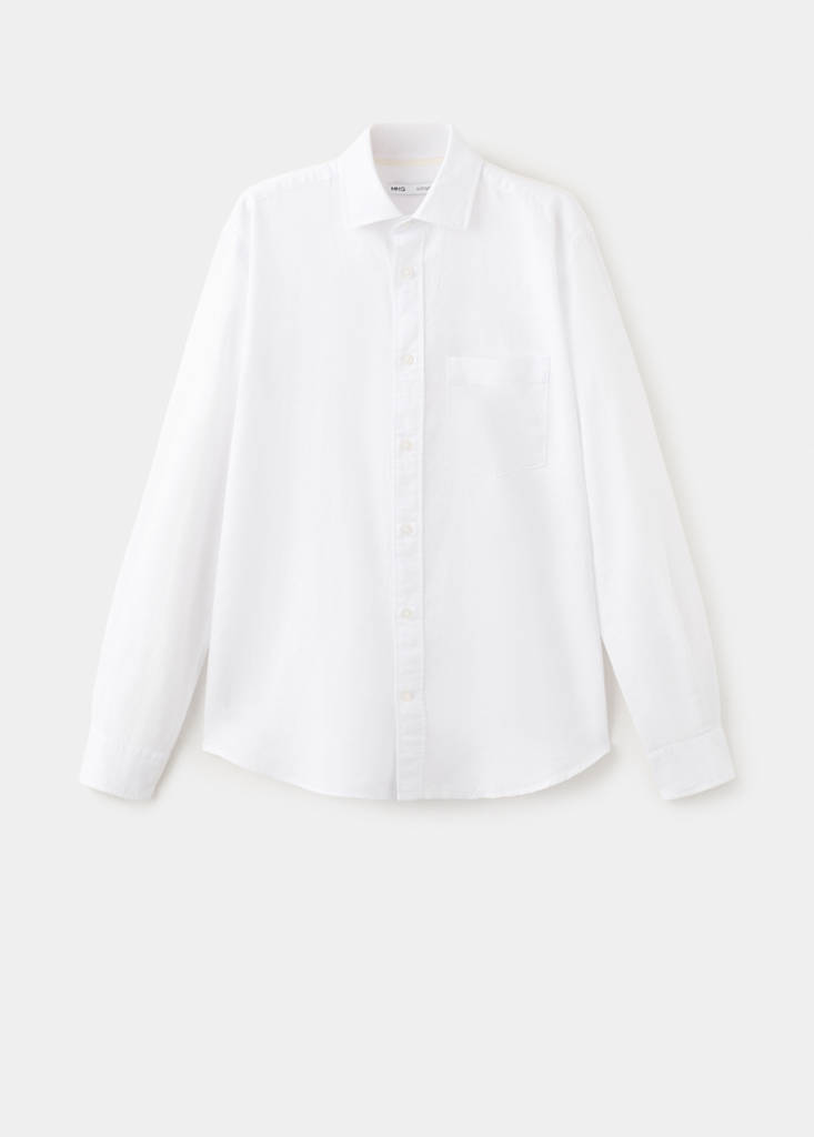 Regular-fit linen cotton shirt — White
