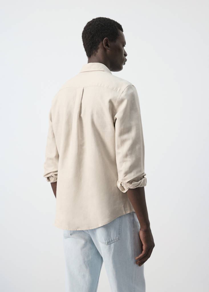 Regular-fit linen cotton shirt — Beige