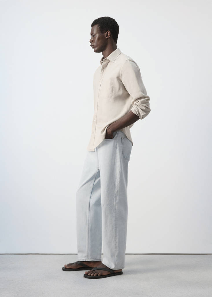 Regular-fit linen cotton shirt — Beige