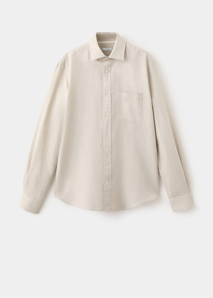 Regular-fit linen cotton shirt — Beige