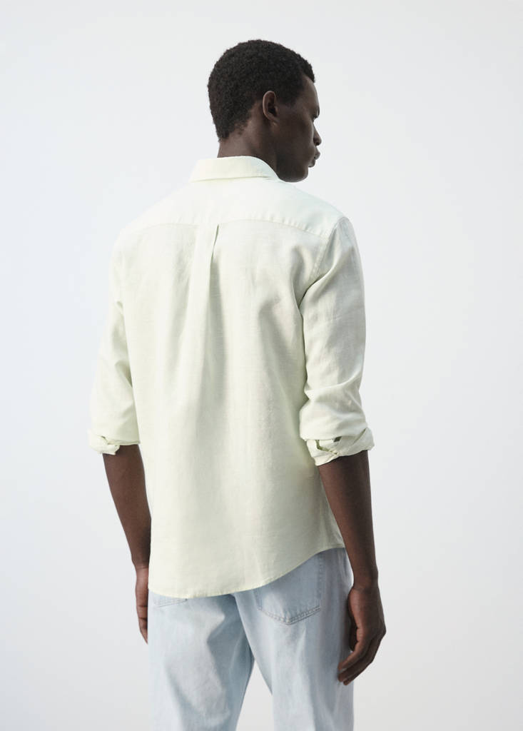 Regular-fit linen cotton shirt — Pastel Green