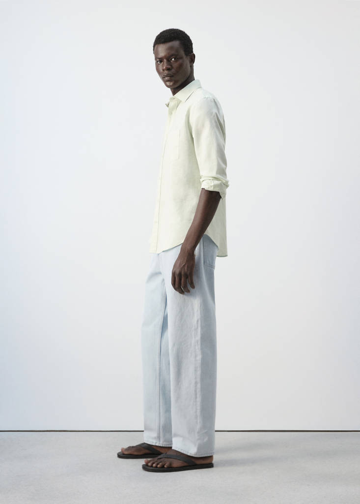 Regular-fit linen cotton shirt — Pastel Green