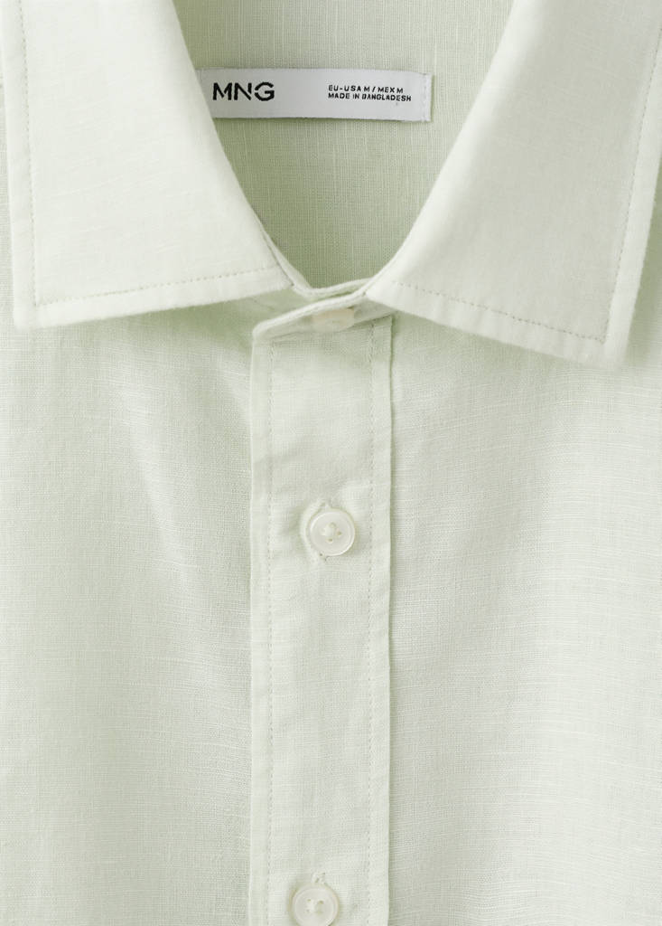 Regular-fit linen cotton shirt — Pastel Green