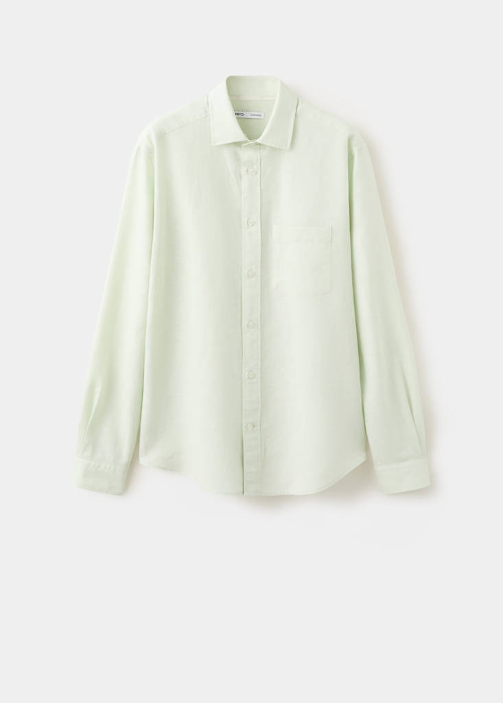 Regular-fit linen cotton shirt — Pastel Green
