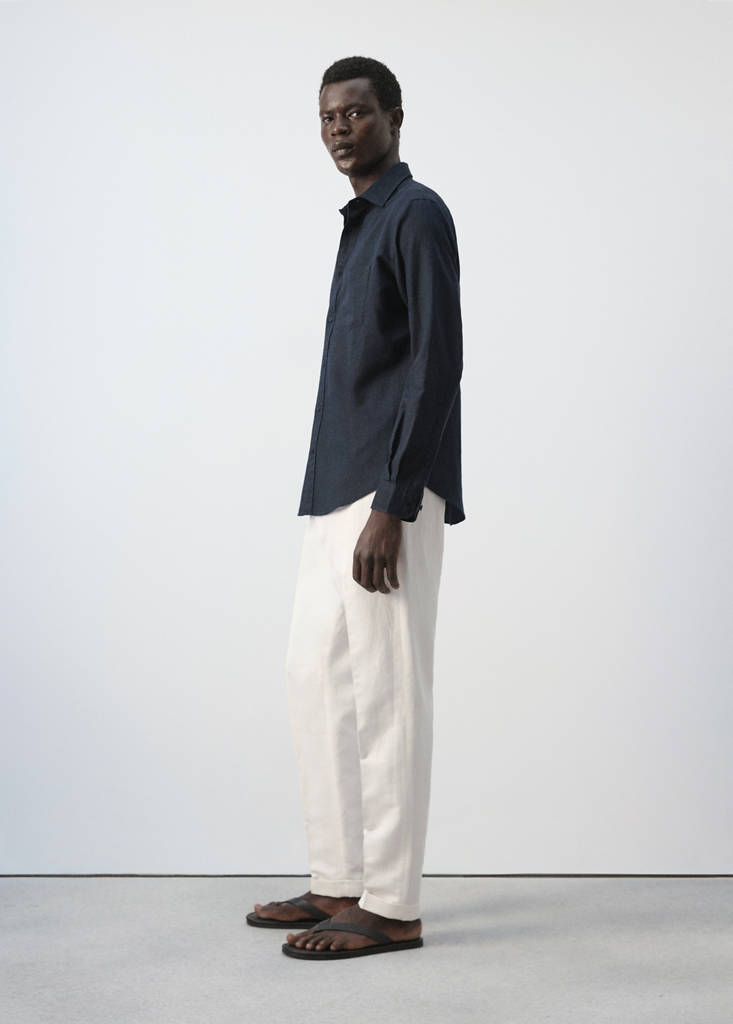 Regular-fit linen cotton shirt — Dark Navy