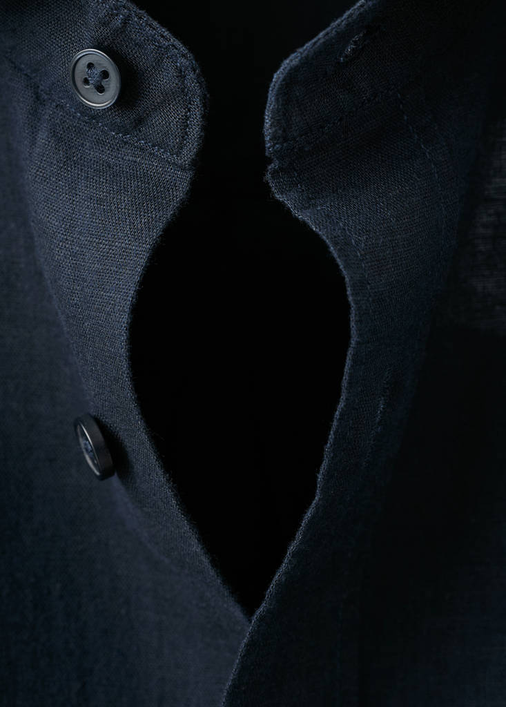Regular-fit linen cotton shirt — Dark Navy