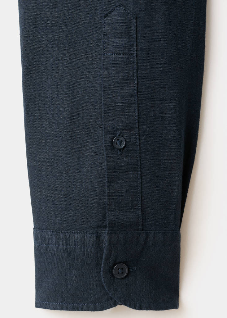 Regular-fit linen cotton shirt — Dark Navy