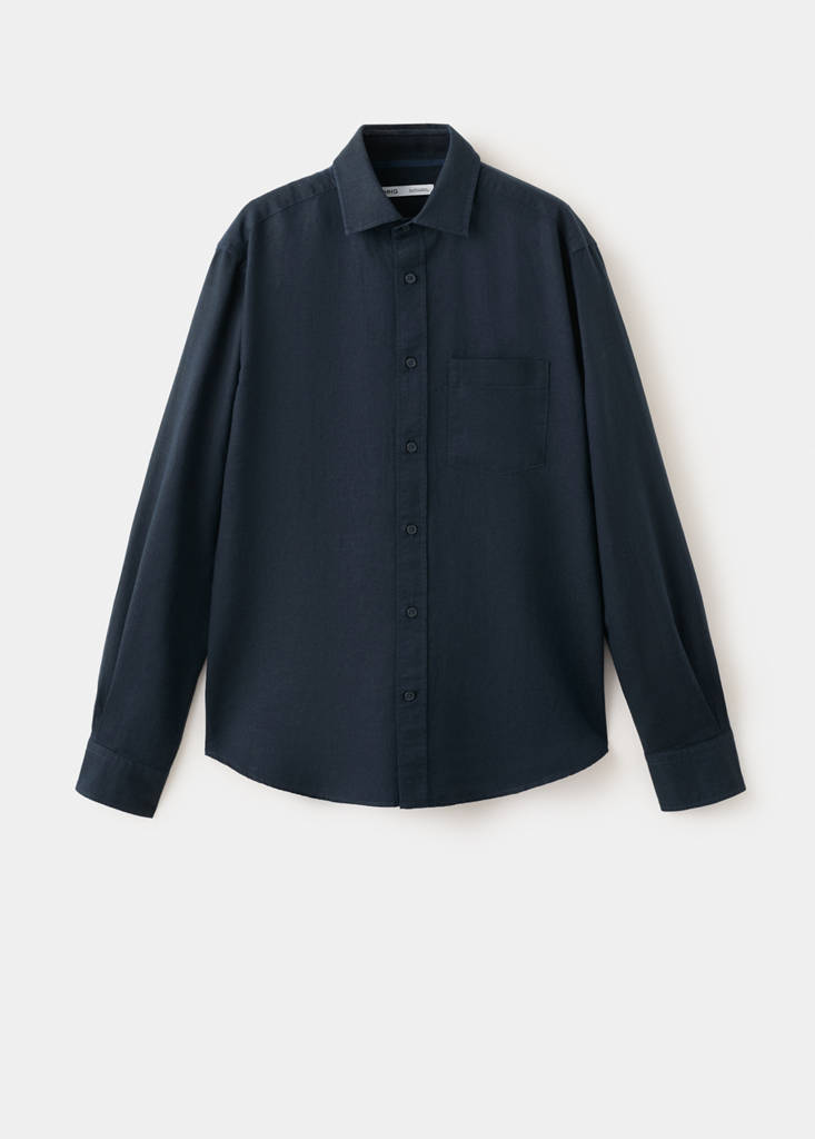 Regular-fit linen cotton shirt — Dark Navy