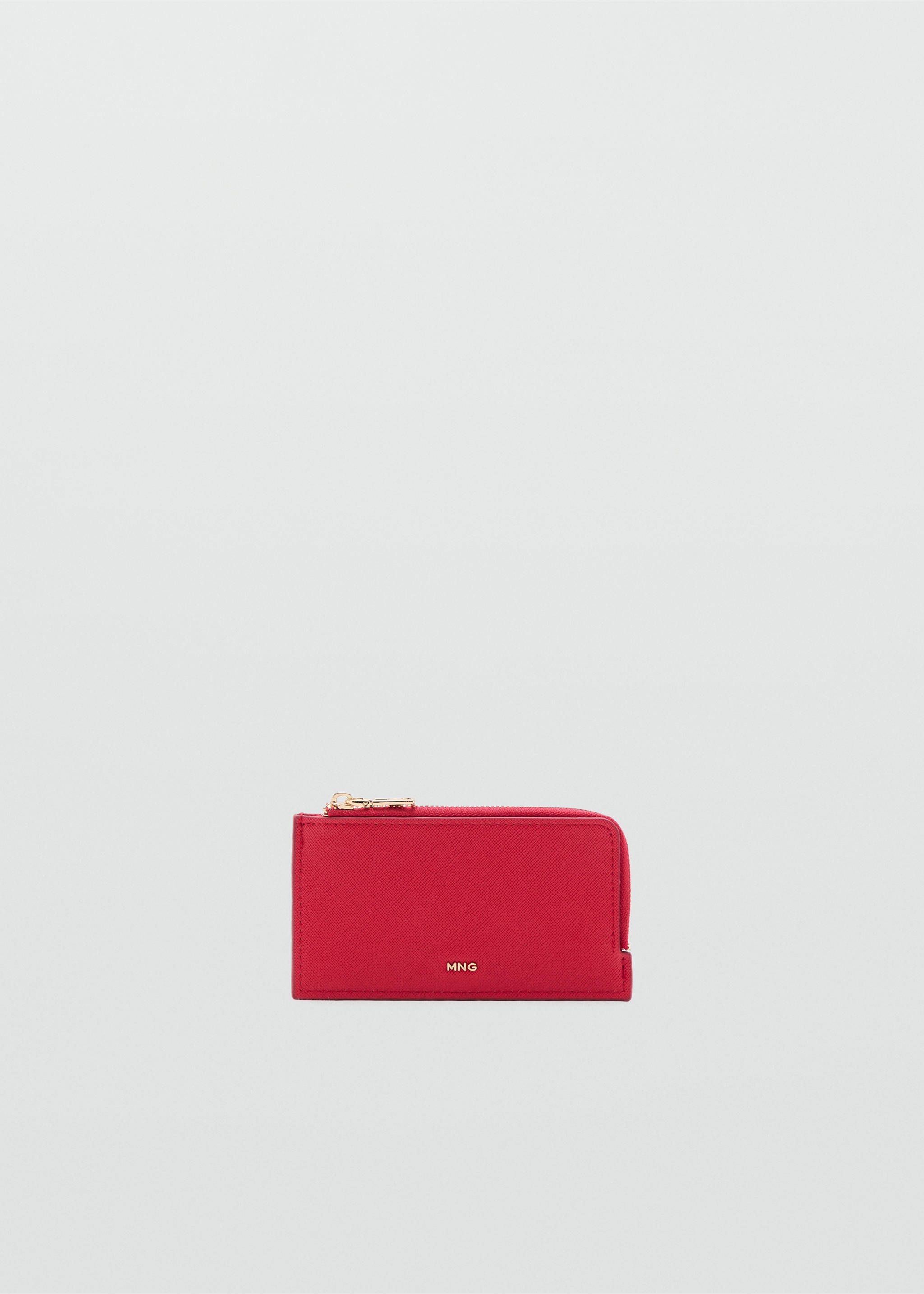 Saffiano-effect card holder with zip - Article without model, Red. Ref: 37091426-00.