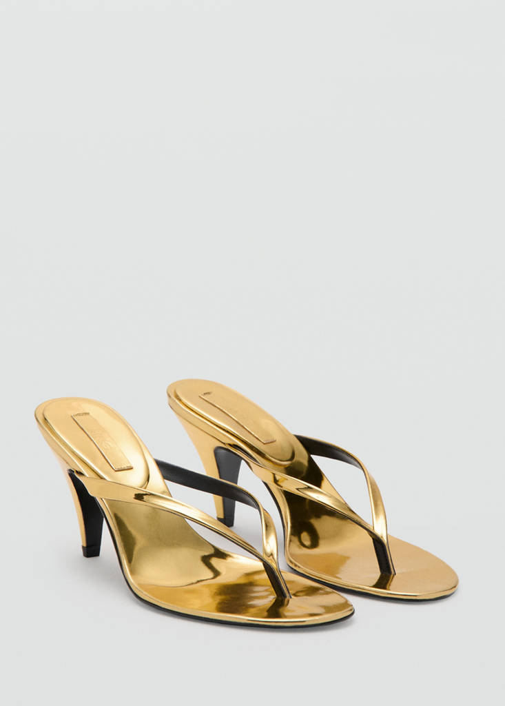 Metallic funnel-heel sandal — Gold