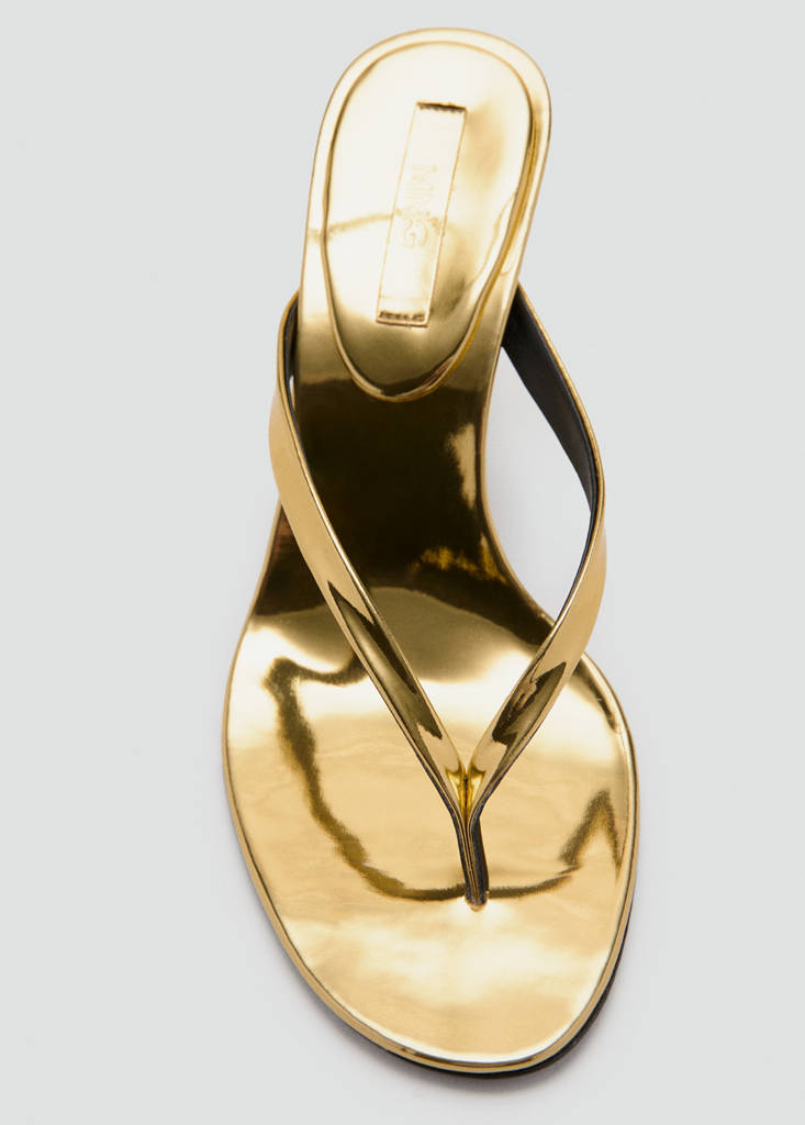 Metallic funnel-heel sandal — Gold