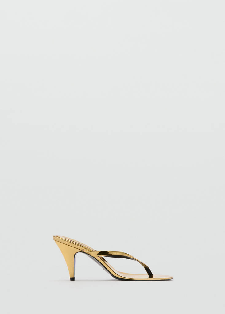 Metallic funnel-heel sandal — Gold