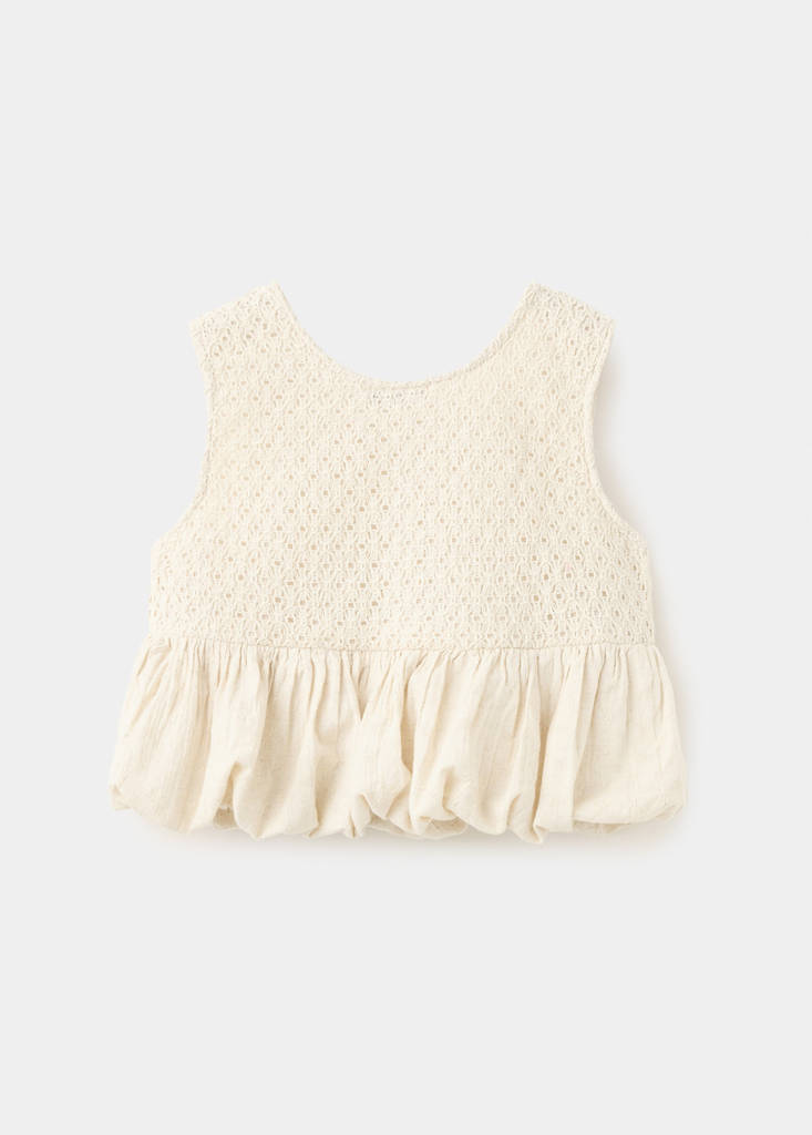Crochet blouse with a puffed hem - thumbnail 3