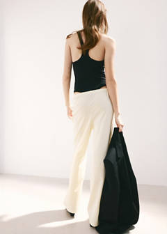 Straight mid-rise trousers — Ecru 3