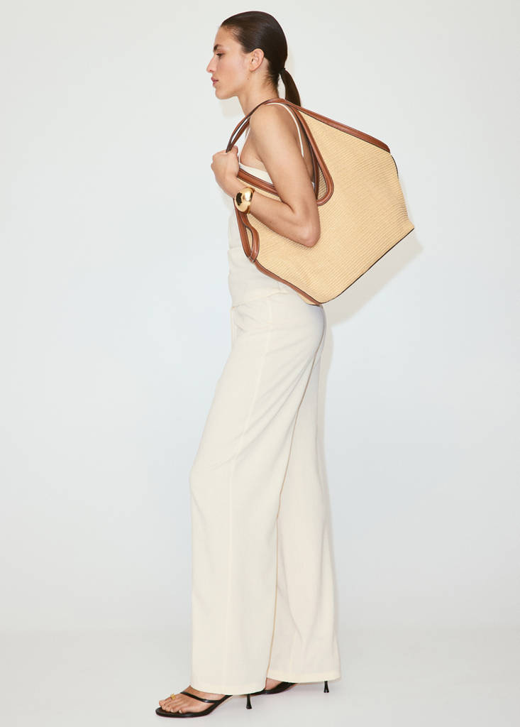 Straight mid-rise trousers — Ecru