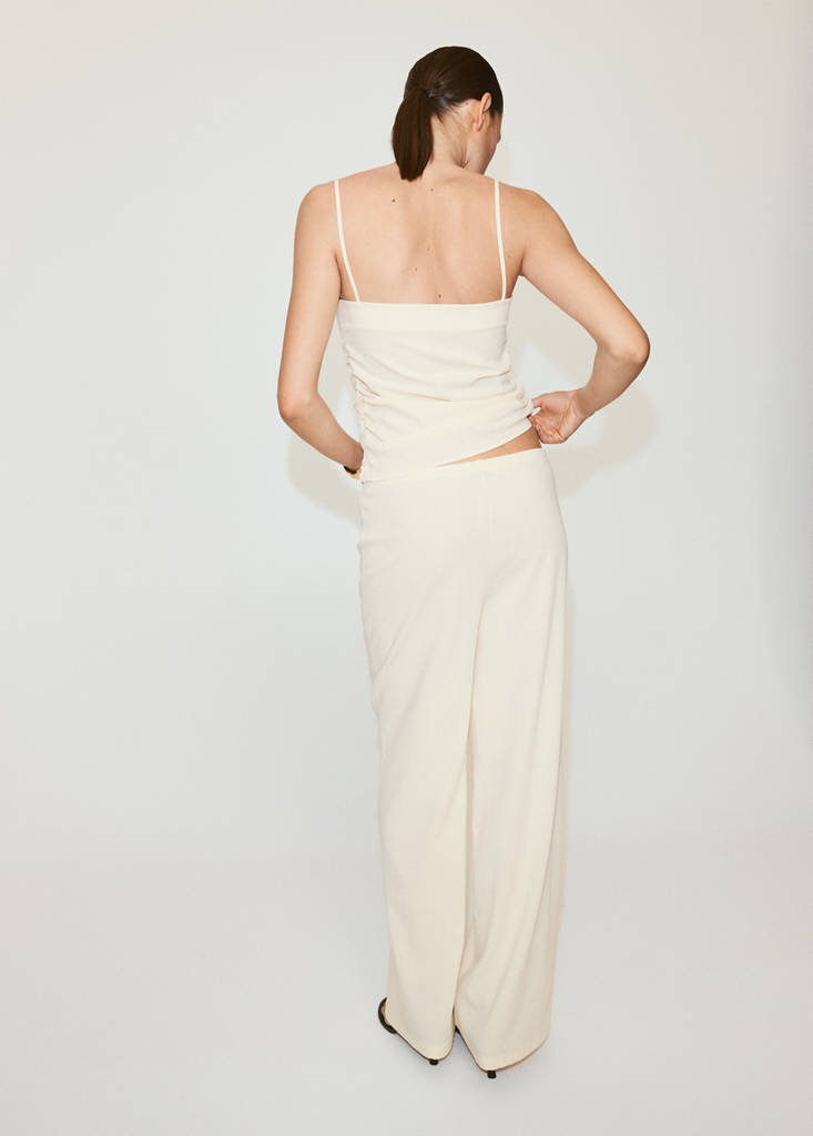 Straight mid-rise trousers — Ecru