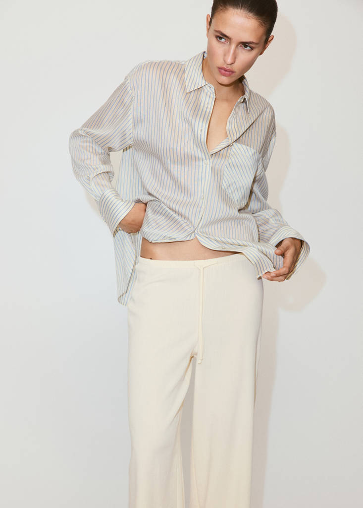 Straight mid-rise trousers — Ecru