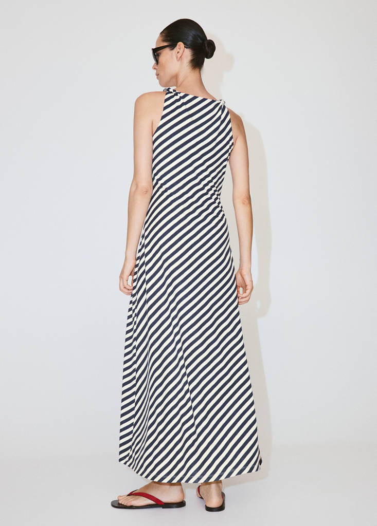 Knitted dress with draped straps — Navy