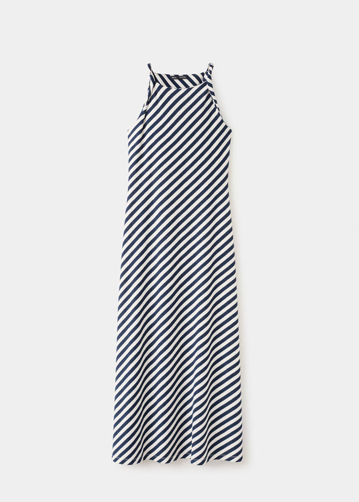 Knitted dress with draped straps — Navy