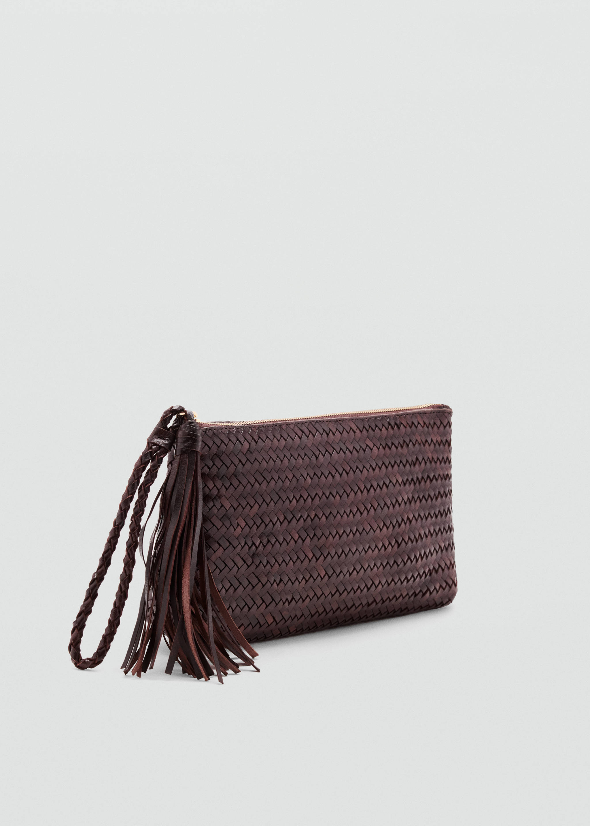Braided leather pouch - Medium plane