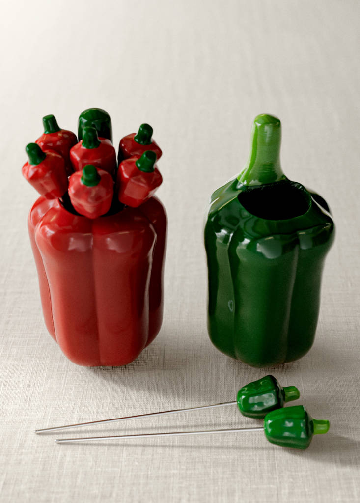 Pack of 6 pepper chopstick holders — Green