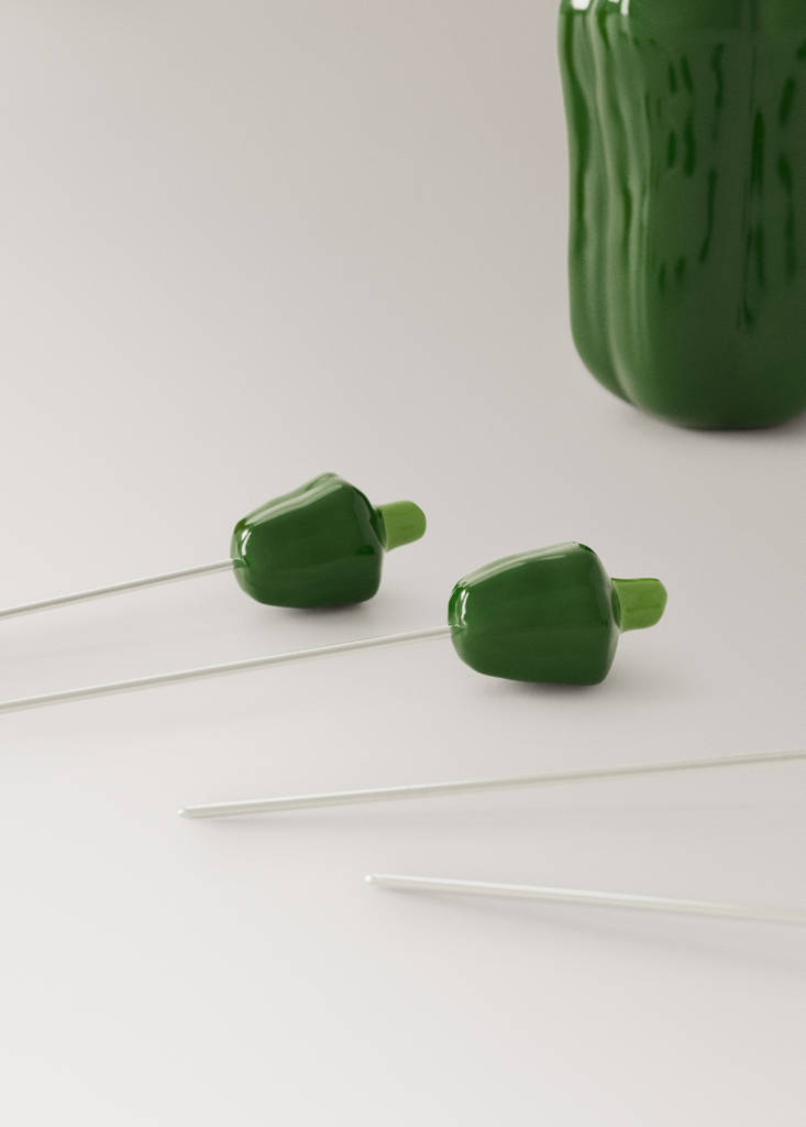 Pack of 6 pepper chopstick holders — Green