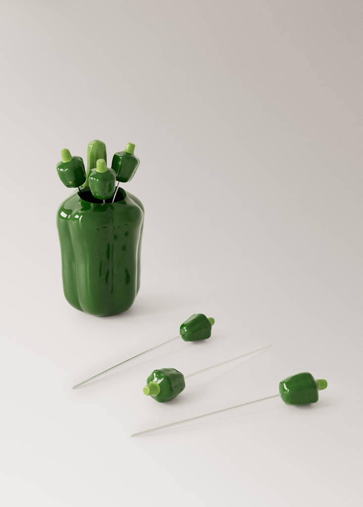 Pack of 6 pepper chopstick holders — Green