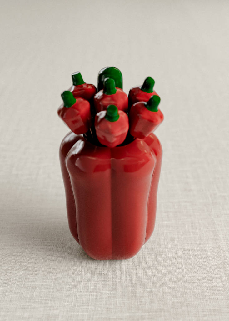 Pack of 6 pepper chopstick holders — Red