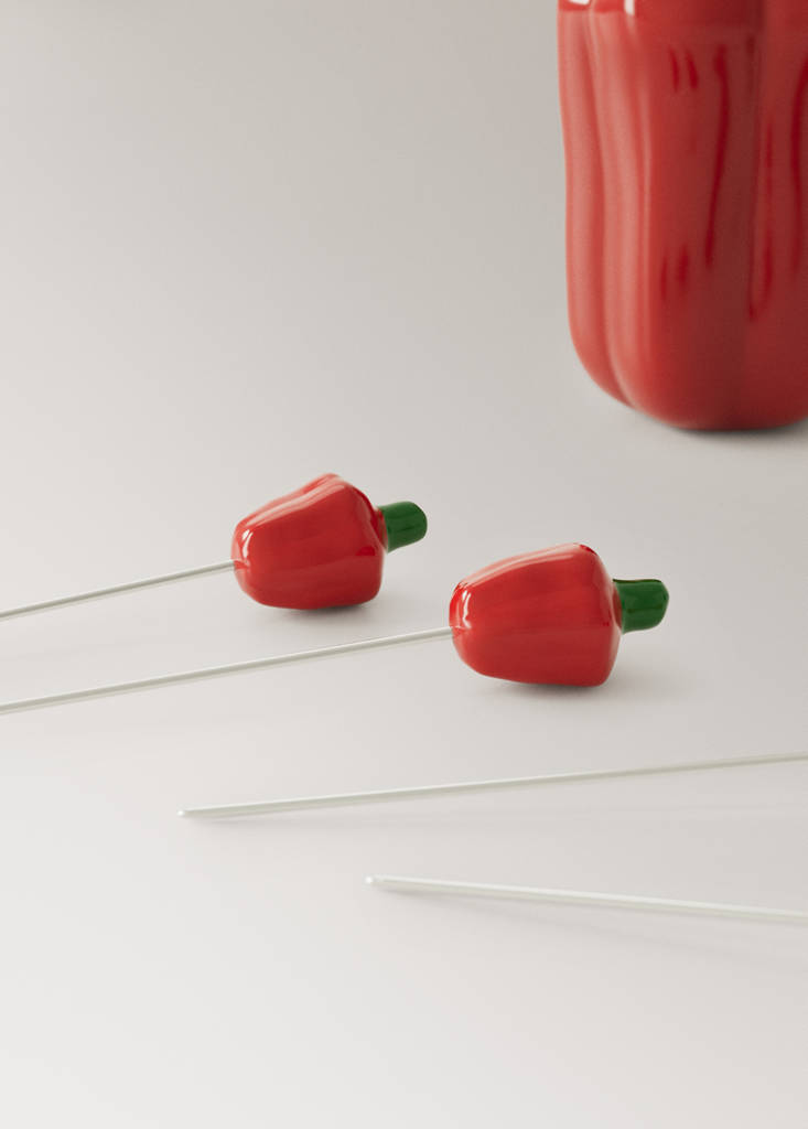Pack of 6 pepper chopstick holders — Red