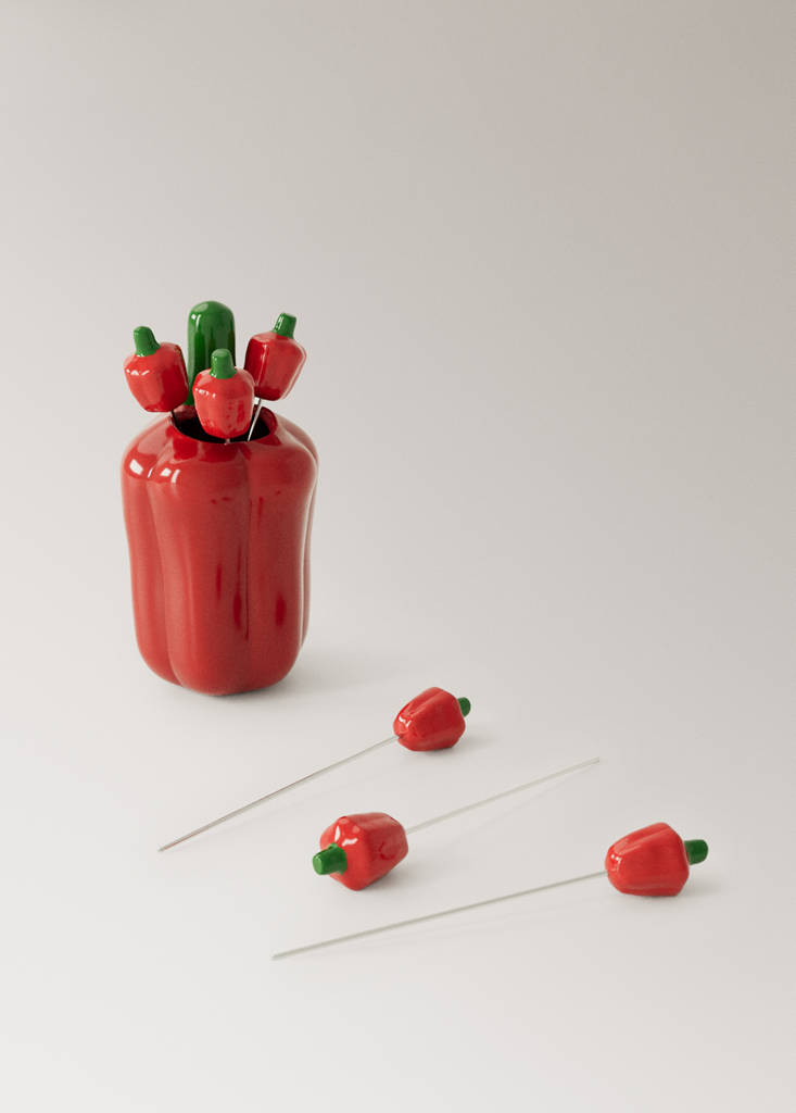 Pack of 6 pepper chopstick holders — Red