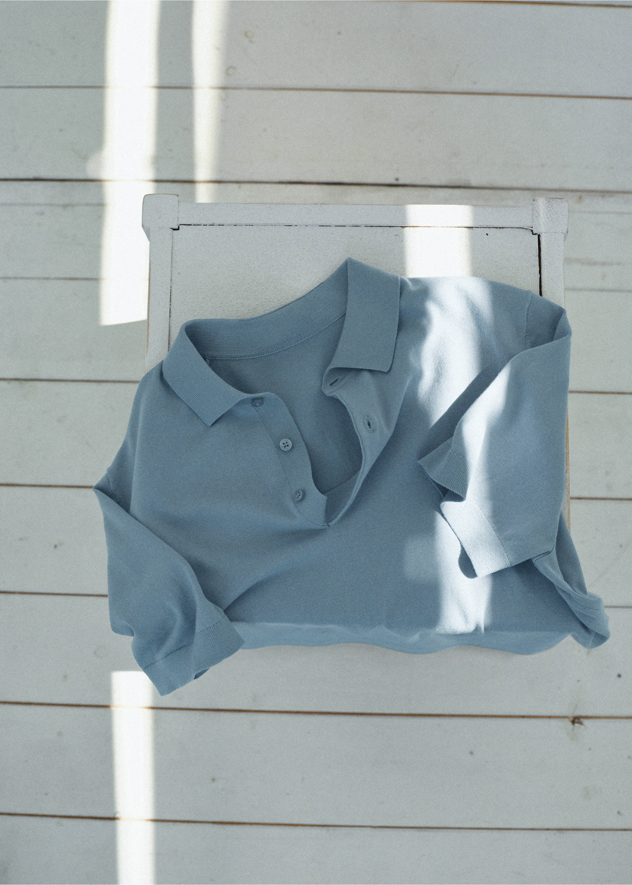 100% cotton fine knit polo - Details of the article 5, Aqua Green. Ref: 37091435-00.