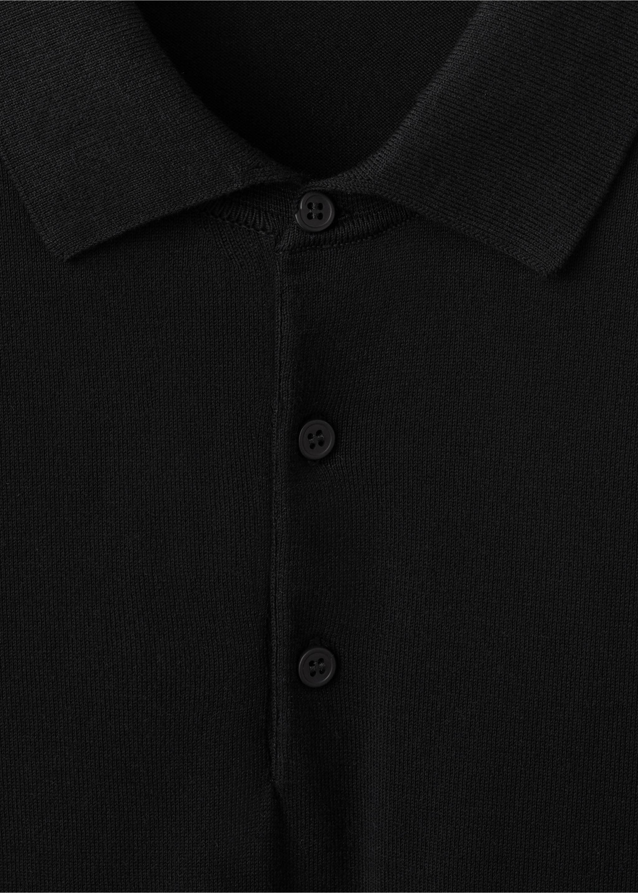 100% Cotton Fine Knit Polo - Details of the article 8, Black. Ref: 37091435-00.