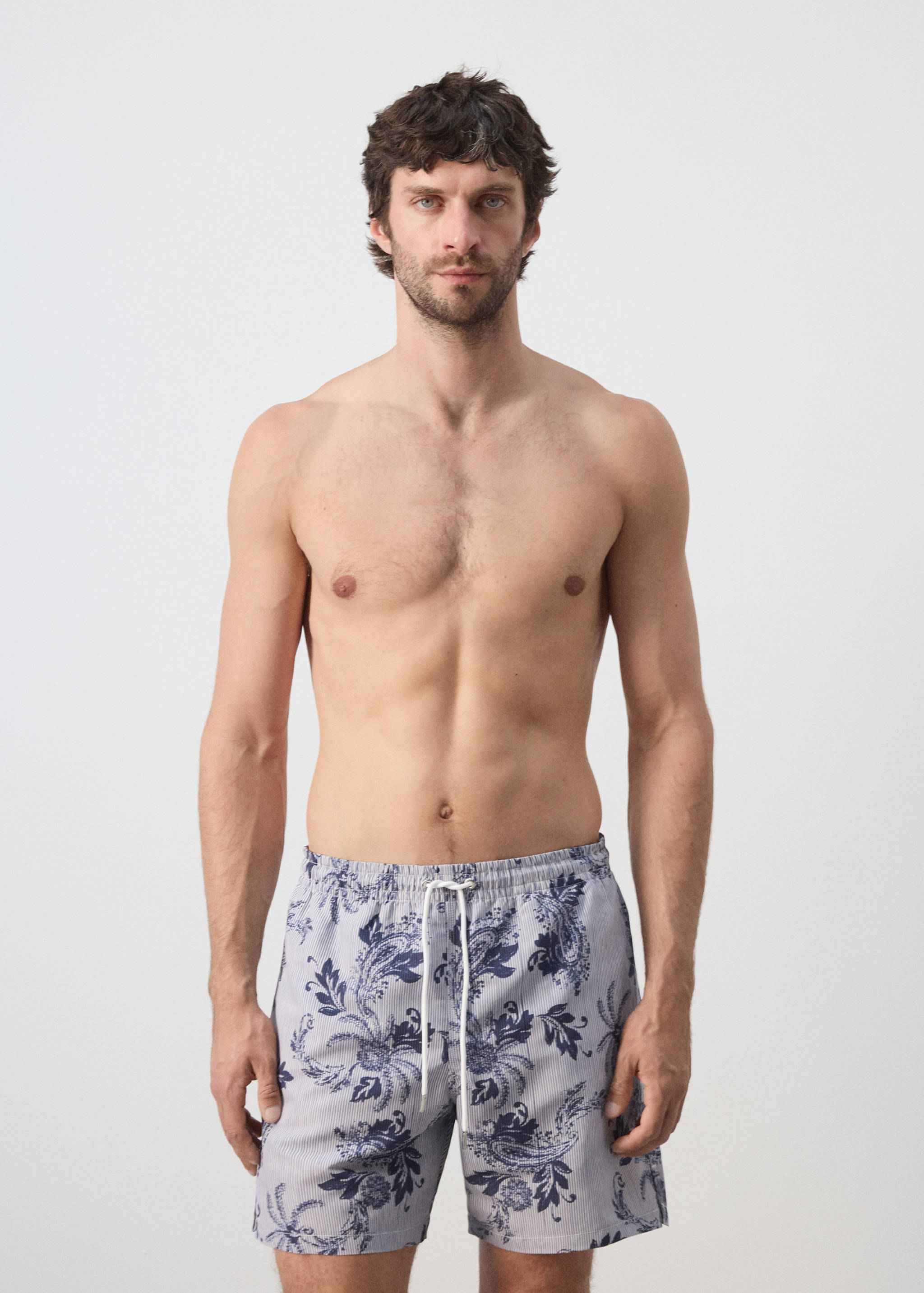 Printed drawstring swimming costume - Medium plane