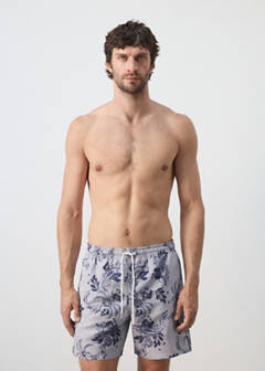 Printed drawstring swimming costume — Navy 1
