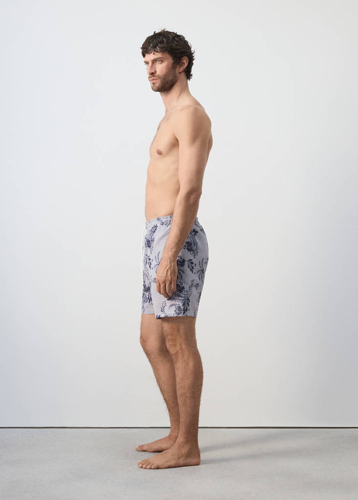 Printed drawstring swimming costume — Navy