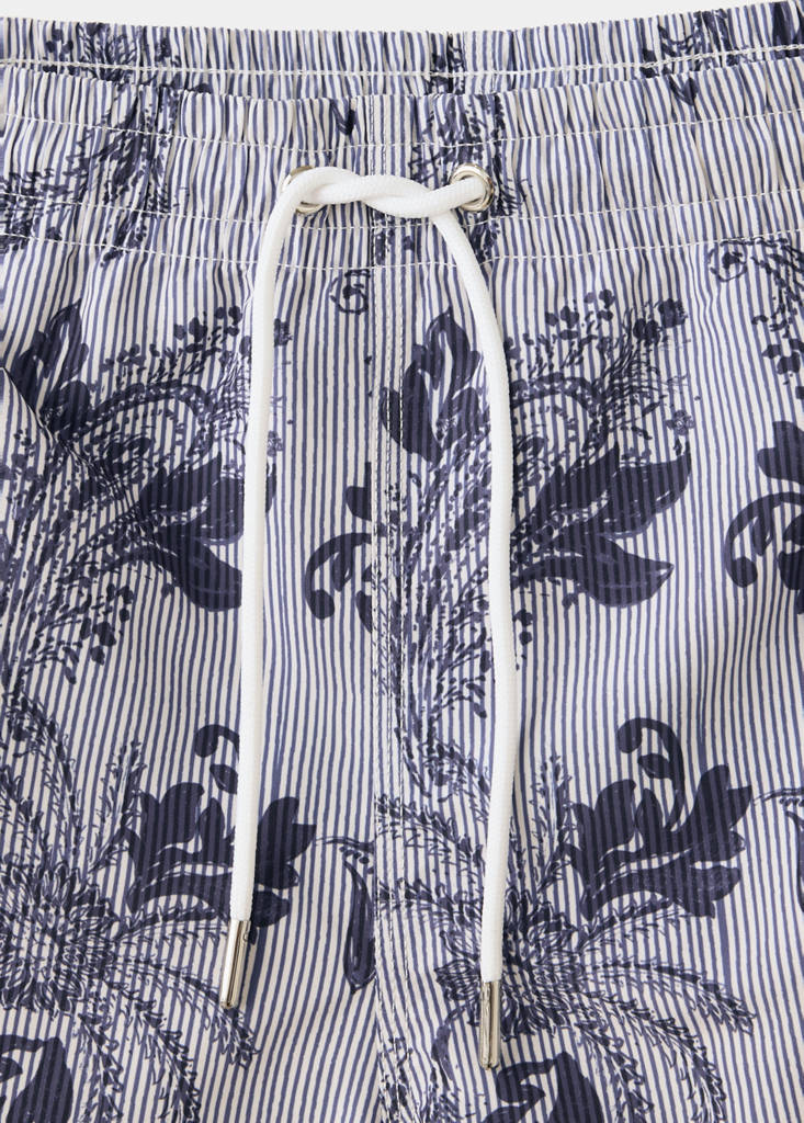 Printed drawstring swimming costume — Navy