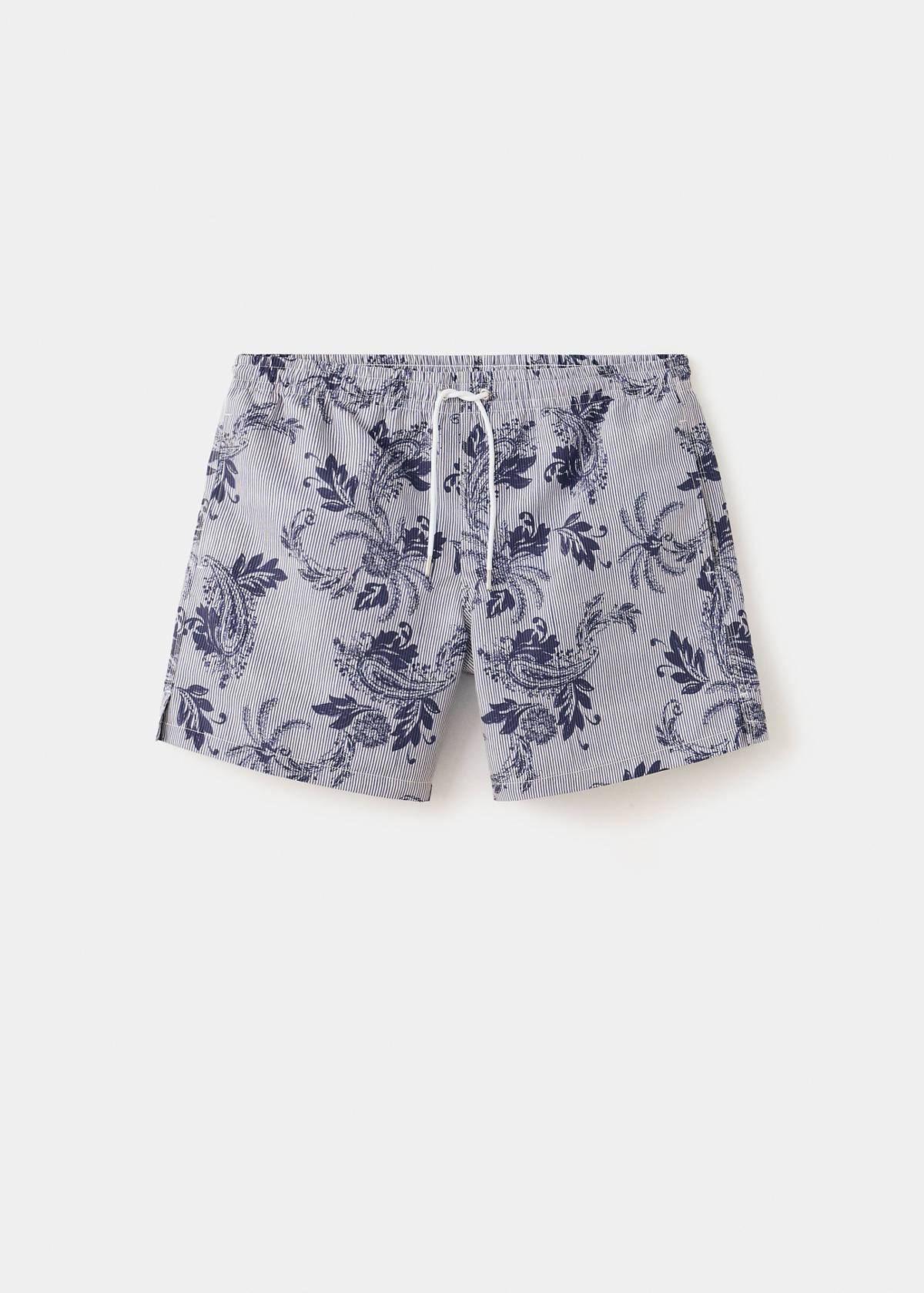 Printed drawstring swimming costume — Navy