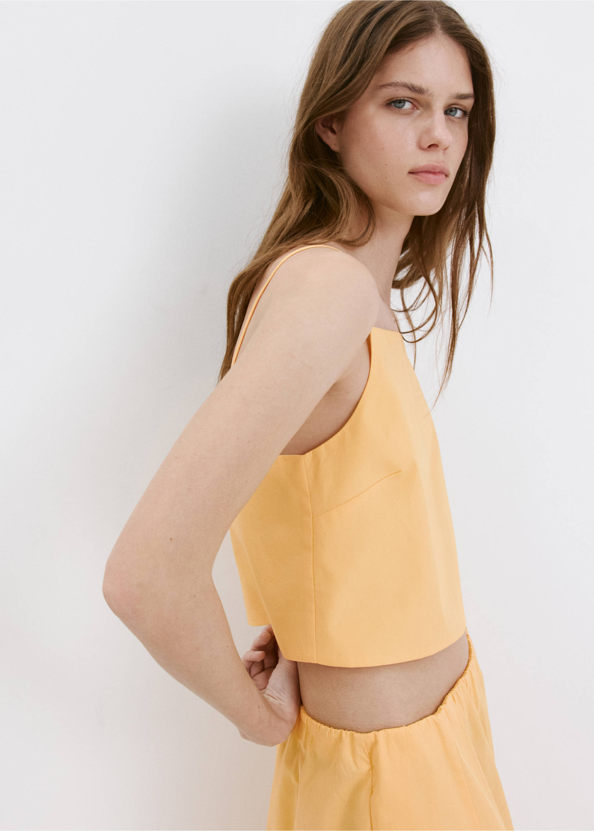 100% cotton tank top - Details of the article 3, Pastel Yellow. Ref: 37091438-00.